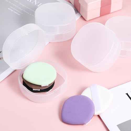 4Pcs Plastic Cotton Square Holder Cosmetic Cotton Pad Holder with Hanging Loop Portable Travel and Sealed Suitable for Makeup Remover Cottons Balls, White