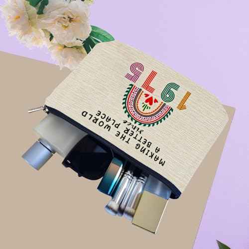 ancpeany 50th Birthday Gifts for Her, Funny 1975 50th Birthday Decorations Makeup Bag, Anniversary 50 Old Year Gift Ideas for Women, Wife, Sister, Mom, Aunt, Cool Cosmetic Travel Bag for Mothers Day