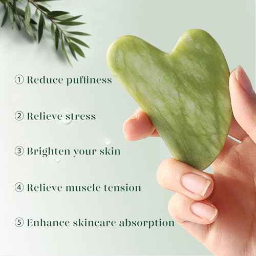 BAIMEI IcyMe Gua Sha and Jade Roller for Face, Natural Jade Face Roller with Ridge Design for Reducing Puffiness & Skin Firming,Facial Sculpting Tool, Self Care Gift for Women Men