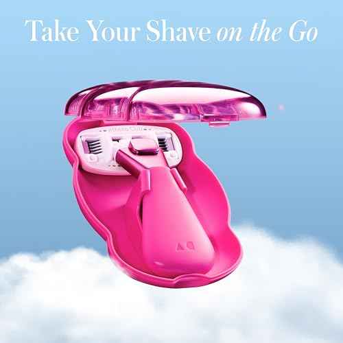 Athena Club Women's Mini Travel Razor Shave Kit, 1 Mini Travel Razor Handle + 5 Blade Refills, Super Pink