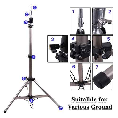 68 Inch Adjustable Mannequin Head Stand Aluminum of Tripod Silver Manikin Head Stand with Travel Bag for Cosmetologist, Hairstylist, Barber