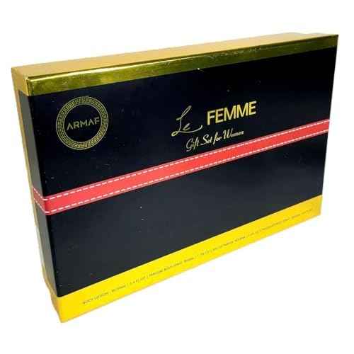 ARMAF Le Femme 4-Piece Set for Women, (3.4 Oz Eau De Parfum + 3.4 Oz Body Lotion + 1.7 Oz Body Spray + 8.4 Oz Body Mist)
