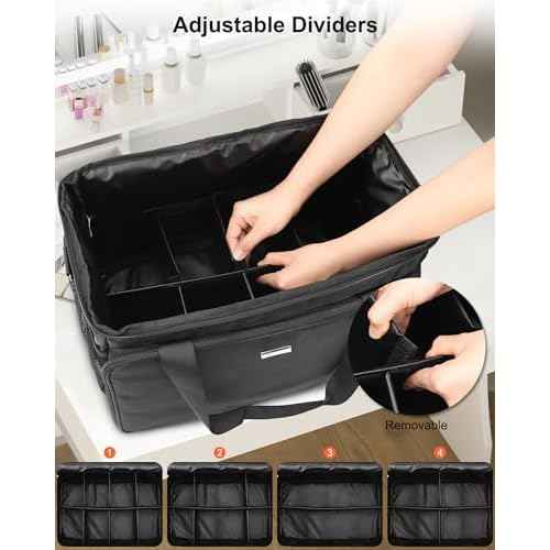 TANTO Extra Large Makeup Bag Travel Makeup Case Professional Makeup Artist Bag with 4 Clear Pouches Hairstylist Cosmetic Bag with Detachable Dividers and Shoulder Straps