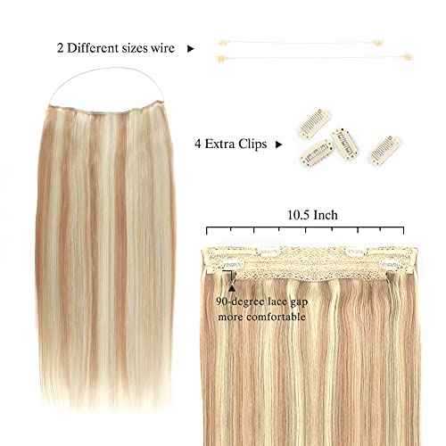 Sassina Wire Human Hair Extensions, 16 Inch 100 Grams Highlight Dark Dirty Blonde Mixed with Ash Blonde Remy Wire Hair Extensions Real Human Hair with Miracle Wire Straight Hairpiece