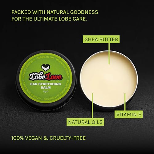 Stretch It - (15g) Premium Ear Stretching Balm, Lobelove Ear Stretching Aftercare with Jojoba Oil, Castor Oil, Apricot Kernel Oil and Vitamin E