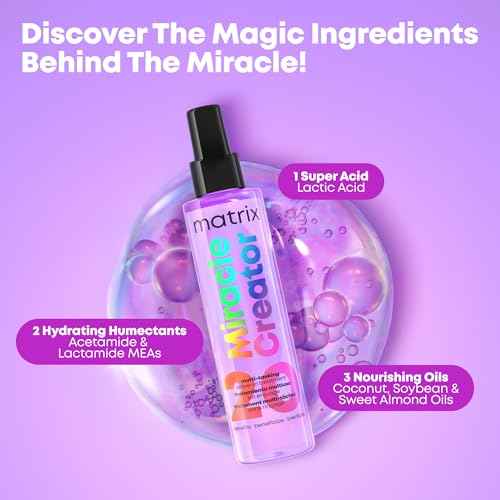 MATRIX Miracle Creator Leave-In Conditioner Spray - Heat Protectant, Anti-Frizz, Moisturizing & Detangling, For Damaged Hair, Sulfate Free
