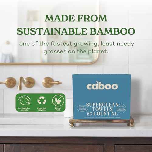Caboo Bamboo Disposable Face Towels ? 50 Soft, Lint-Free Towels (10x11.5¡±) | Biodegradable, Eco-Friendly & Extra Large | Gentle Alternative to Makeup Wipes or Washcloths
