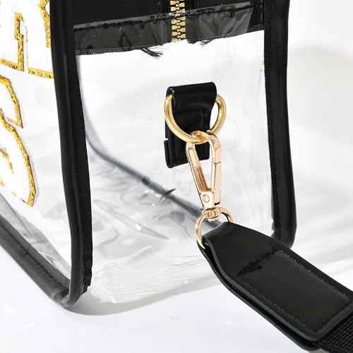 CHEER PINS Bag ? Clear Cheerleading Competition Pin Holder with Chenille Letters, Adjustable Strap, Stadium Approved Cheerleader Team Gift & Spirit Accessory