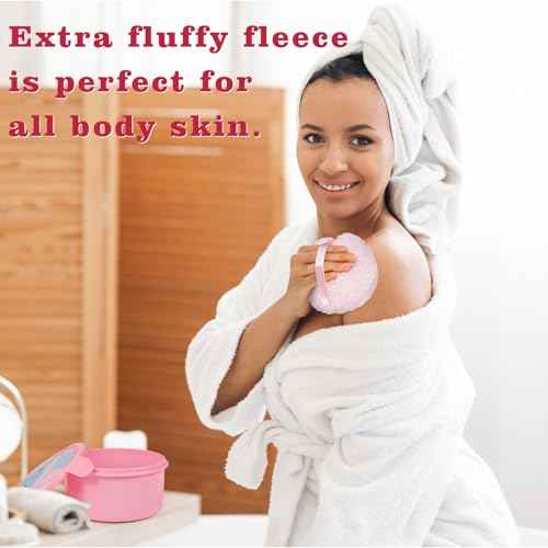 Extra Soft Powder Puff, 6" x 3" Large Body Powder Applicator, Dusting Powder Puffs with Loose Powder Container for Women (Pink)