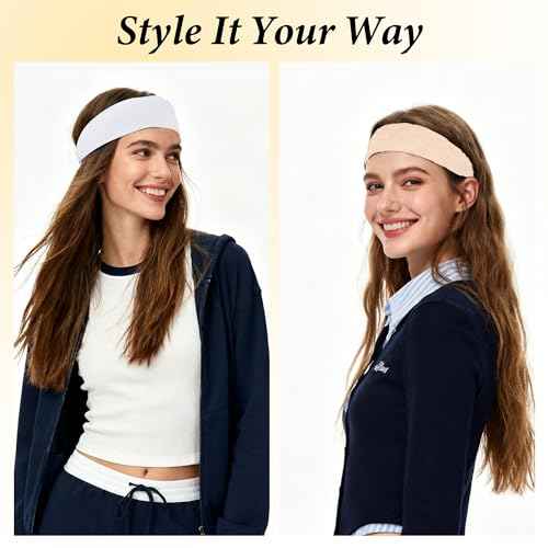 Headbands for Women Non-Slip Elastic Hair Bands, 6 Pack Stretchy Soft Cloth Sweat Band, Fabric Workout Headband, Fashion Head Bands for Yoga Running Sports