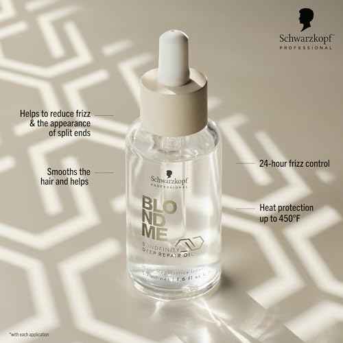 BlondMe Bondfinity Deep Repair Oil for Blonde Hair | Reduces Frizz | Heat Protection | Prevents Breakage |For Blonde, Lightened, & Grey Hair, 1.6 Fl Oz