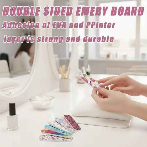 100-Pack 180 Grit Double Sided Disposable Nail Files & Emery Boards for Natural Nails - Bulk Mini/Small Grit Nail File Set for Home Salon, Manicure/Pedicure