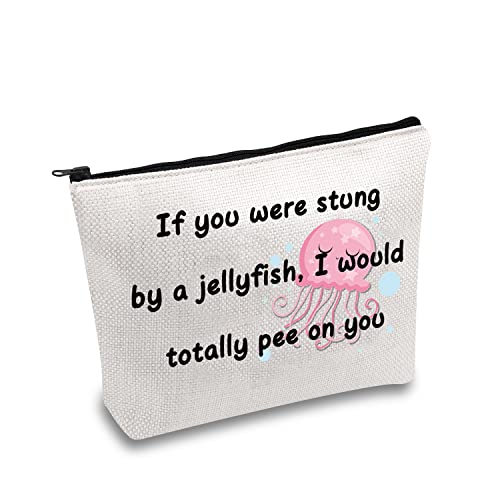 JXGZSO Friendship Makeup Bag If You Were Stung By A Jellyfish I Would Totally Pee On You Travel Pouch Organizer For Best Friend Sister (Jellyfish)