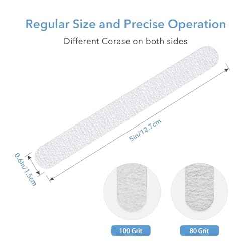 Nail Files, 50 PCS Fingernail Files 80/100 Grit Double Sided Emery Boards for Natural Nails - Professional Nail File Bulk Washable Manicure Tool Travel Size
