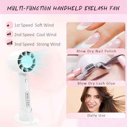 EMEDA Lash Shampoo Kit 2.02 fl oz Lash Cleaning Kit with Rechargeable Fan Dryer/Brush/Rinse Bottle, Oil-free Cleanser Wash for Extensions & Clusters & Natural Lashes, Cleaner for Eyelash Care(White)