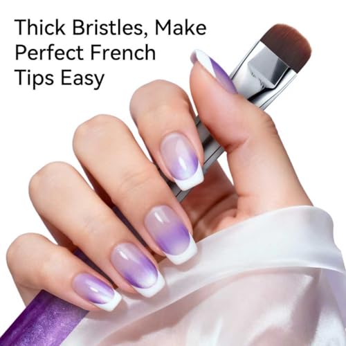 French Tip & Nail Cleaning Brush - Dual Function Gel Polish Clean Up Tool with Custom Firm Bristles for Professional Manicure (F18)
