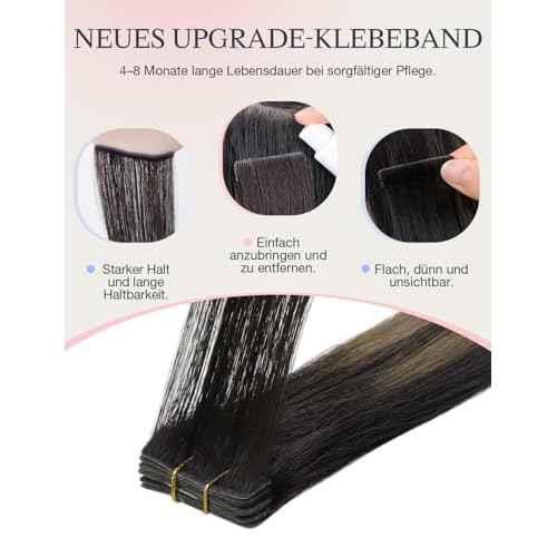 DOORES Invisible Tape in Hair Extensions Human Hair Invisi Edge, Dark Brown to Chestnut Brown 10 Injection Tape-ins with 10 Injection Tape-ins 50g 18 Inch, Human Tape in Extensions