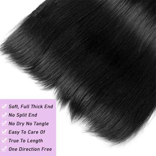 Beautymoon 12A Human Hair Bundles Straight 3 Bundles Human Hair 22 24 26 Inch 100% Unprocessed Brazilian Virgin Hair Straight Weave Bundles Double Strong Weft