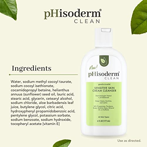 pHisoderm® Clean Sensitive Skin Cream Cleanser – 6 Fl Oz