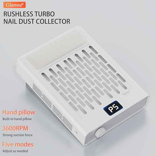 Nail Dust Collector, Professional Brushless Turbo 5 Speed Dust Collector Powerful Duster Machine Tool for Acrylic Nail Polishing