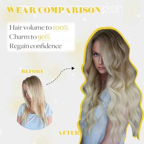 Wire Hair Extensions,Invisible Wire Hair Extensions Short Ash Brown to Platinum Blonde Hair Extensions Real Human Hair 16inch Straight Fish Line Hair Extensions70g(#8T/60-16inch)