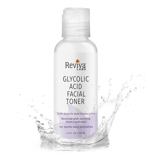 Reviva Labs Glycolic Acid Toner ? Gentle Face Exfoliator Non-Stinging & pH-Balanced Toning Solution with 4.2% Glycolic Acid ? Hydrating Toner for Face, Leaves Skin Radiant & Refreshed ? 4 fl oz