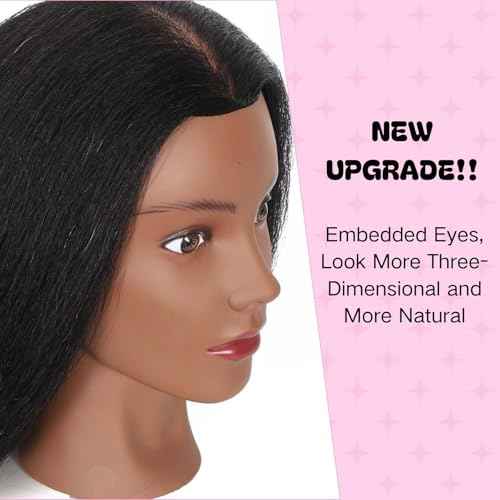 18" Mannequin Head Human Hair with 100% Real Hair Opini Human Hair Mannequin Doll Head for Hairdresser Practice Braiding Hairstyling with Adjustable Tripod Stand and Tools (18 Inch- Tripod Set)