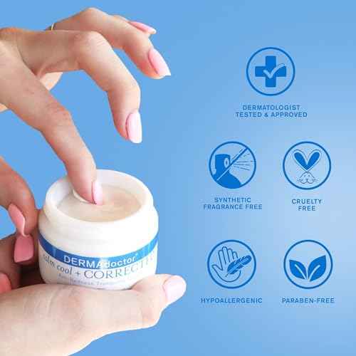 DERMAdoctor Redness & Itchy Skin Relief Calm Cool + Corrected Tranquility Cream for Sensitive Skin | moisturizing face cream Hydration with Squalane & Hyaluronic Acid White Tea Extract ? 1.7oz