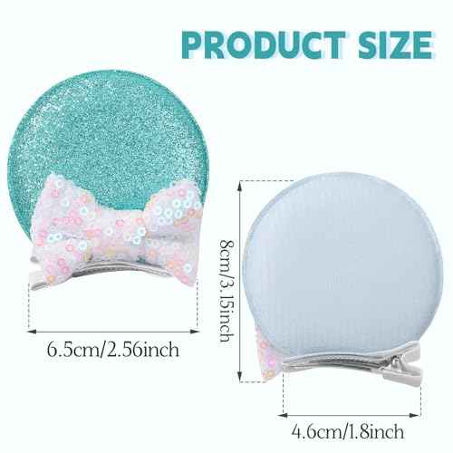 Choicbaby 6 PCS Hair Bow for Gilrs Mouse Ears Sequin Clips Polka Dot Bow with Alligator Clip Mice Ears Hair Bows Barrettes Princess Cosplay Hair Accessories for Baby Girls Toddlers Infant Fine Hair