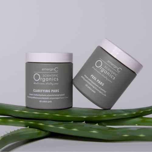 emerginC Scientific Organics At-Home Facial Peel + Clarifying Kit - Exfoliating Facial Peel Pads to Help Minimize the Appearance of Fine Lines, Wrinkles + Large Pores (60 Treatments)