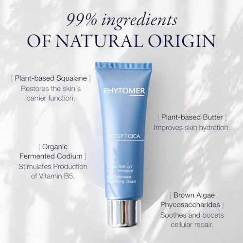 Phytomer Accept Cica High Tolerance Nourishing Face Cream | Soothing Moisturizer for Sensitive Skin to Repair & Rebuild Skin Barrier | With Vitamin B5 & Squalane | 50ml