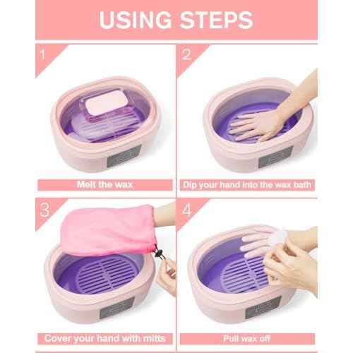 Paraffin Wax Machine for Hand and Feet -Paraffin Wax Warmer Moisturizing Kit Auto-time and Keep Warm Paraffin Hand Wax Machine for Arthritis (Pink)