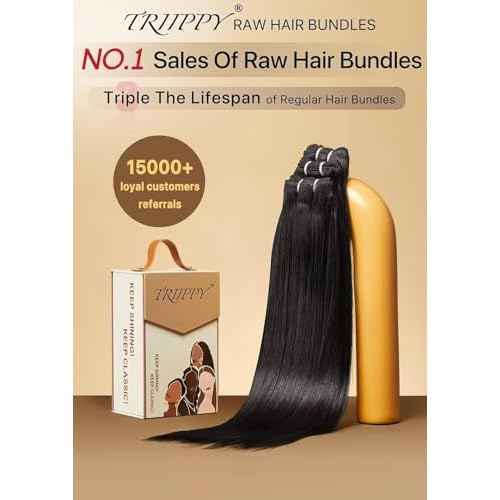 TRIIPPY Straight Bundles Human Hair,100% Raw Cambodian Hair Sew In Weave Single Bundle,Triple The Lifespan Over Regular Virgin Hair Bundle,No.1 Raw Hair Brand On Amazon(20 Inch,Natural Color)