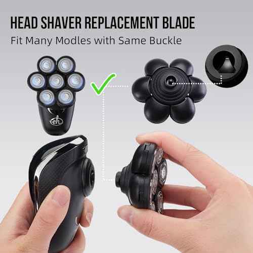 Bald Head Shaver Replacement Blades for Head Shaver, Premium 7 Blades Shaver Replacement Heads for Universal Head Shavers and Freedom Bald Men Grooming, 3 Cleaning Brush, 3 Pack