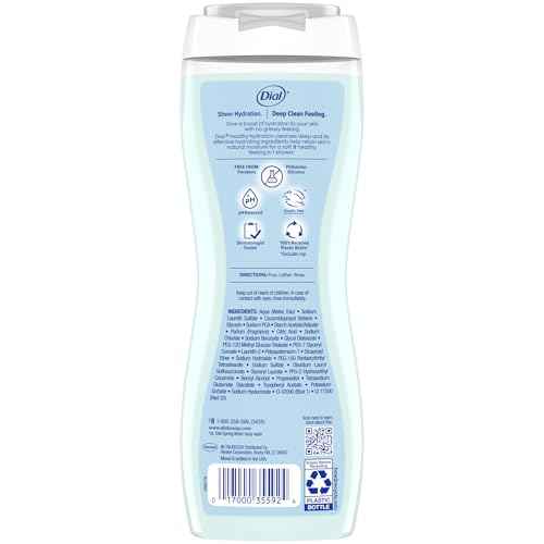 Dial Body Wash, Healthy Hydration, Hyaluronic Acid + Vitamin E, 16 fl oz (Pack of 4), Gentle, Leaves Skin Feeling Soft In 1 Shower, Dermatologist-Tested, No Parabens & Silicones