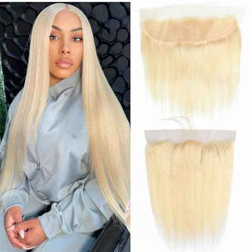 Brazilian 613 13x4 Lace Frontal Straight Honey Blonde 100% Unprocessed Human Virgin Hair Russian Blonde Ear To Ear Front Pre-Plucked Hairline Closure With Baby Hair (613 straight frontal, 20inch)