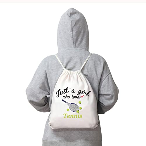 CMNIM Tennis Drawstring Bag for Her Tennis Players Gifts Tennis Lover Gifts Tennis Racquet Backpack Bags Small Sports Gym String Bags