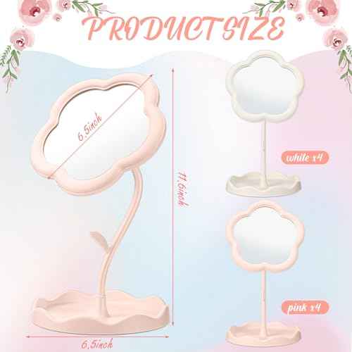 8 Pcs Flower Shaped Mirror Spa Party Makeup Mirror Sleepover Party Favor for Spa Sleepover Slumber Birthday