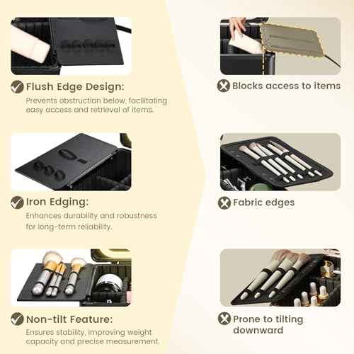 Makeup Case with Magnetic Lighted Mirror Makeup Organizer Box Travel Cosmetic Case with 3 Colors LED Mirror Portable Vanity Make up Suitcase with Lockable Keys Dividers Brush Holder, Black