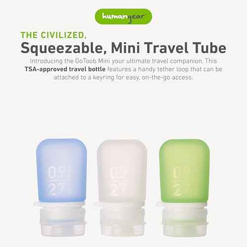 humangear GoToob Mini - Small Silicone Travel Bottles for Toiletries, Shampoo & TSA Carry-On (3-Pack, 0.9 fl oz Each)