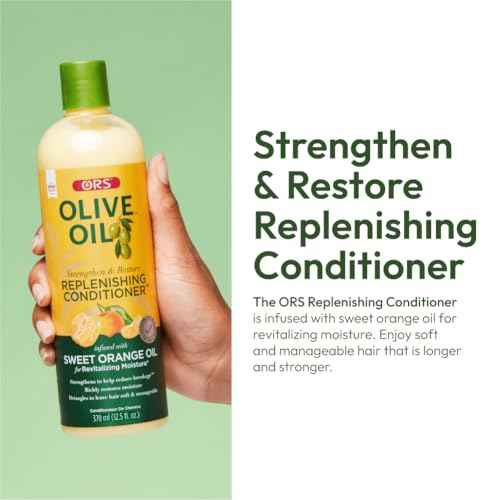 ORS Olive Oil Strengthen & Nourish Replenishing Conditioner infused with Sweet Orange Oil for Revitalizing Moisture 12.25 Ounce (Pack of 2)