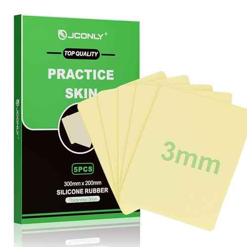 Professional Tattoo Practice Skin (3mm Thick Medical Silicone) - 5PCS 12"x8" Double-Sided Fake Skin, Realistic Texture & Reusable Tattoo Skin for Practice, with Luxury Gift Box for Artists