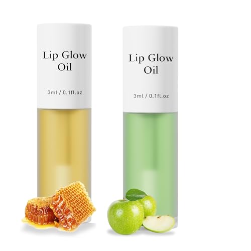 Hellokiss 2 Pack Plumping Lip Oil,No-Sticky Lip Gloss Lip Balm Lip Care,Fruit Flavoured Lip Oil For Dry Lip's Moisturizing Hydrating And Nourishing (Apple+Honey)