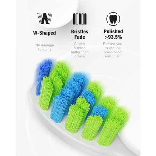 7AM2M Sonic Electric Toothbrush with 6 Brush Heads for Adults&Kids, One Charge for 120 Days, Wireless Fast Charge, 5 Modes, 40000VPM Powered Toothbrush, 2 Minutes Built in Smart Timer - Light Green