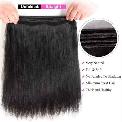 16A Straight Bundles Human Hair 100% Unprocessed Brazilian Virgin Hair Bundles Straight Hair 3 Bundles Remy Hair Extensions for Black Women