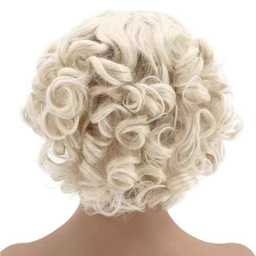 ANOGOL Hair Cap+ 13 * 1 Middle Part Light Blonde Lace Front Wig Synthetic Hair Short Curly 613 Blonde Bob Wigs Glueless Natural Hairline For Women