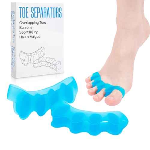 2PCS Silicone Toe Spacers for Women & Men - Toe Separators for Bunion Relief, Hammer Toe, Plantar Fasciitis & Pedicures | Includes Metatarsal Pad & Therapeutic Yoga Cushion for Foot Pain(Blue)