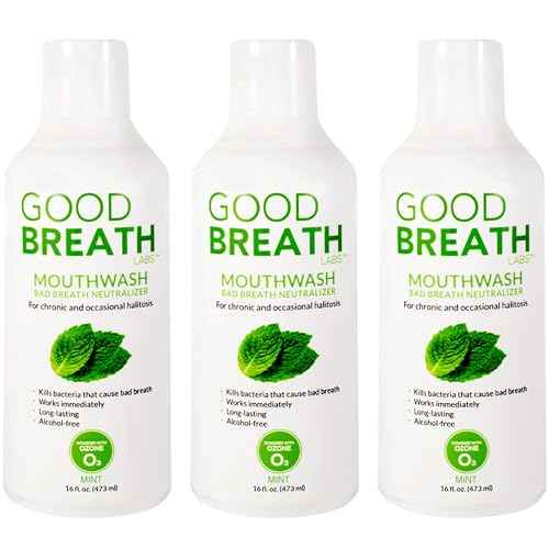 Goodbreath Mouthwash - Mint Mouth Rinse for Chronic Halitosis - New Ozone Technology Oral Rinse - Halitosis Treatment & Bad Breath Neutralizer - Mouthwash for Gum Diseases - Alcohol-Free | 3 Pack