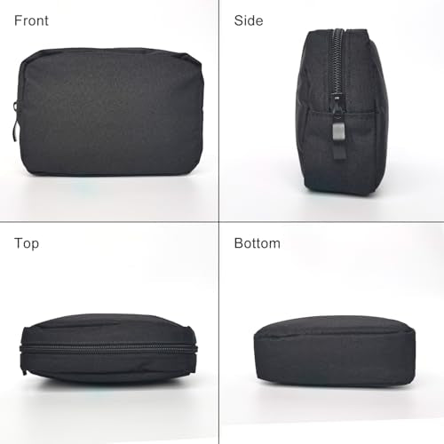 Small Makeup Bag For Purse, 2 Pack Travel Zippered Pouch, Portable Versatile Mini Organizer Toiletry Cosmetic Bag Nylon Electronics Accessories Storage Pouch For Women Men (Black)