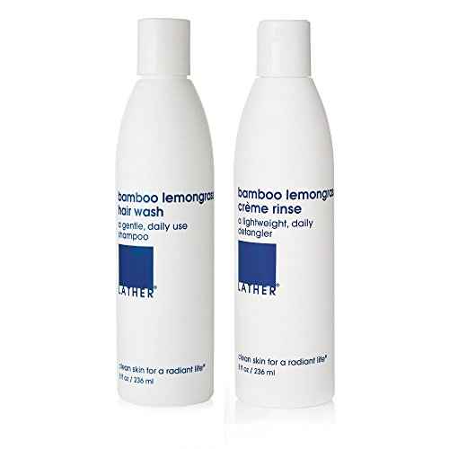 LATHER Bamboo Lemongrass Shampoo & Conditioner Set - Gentle Daily Moisturizing Shampoo & Hair Detangler Conditioner for All Hair Types - Lightweight, Non-Greasy, Sulfate Free - 8 Fl Oz Bottles